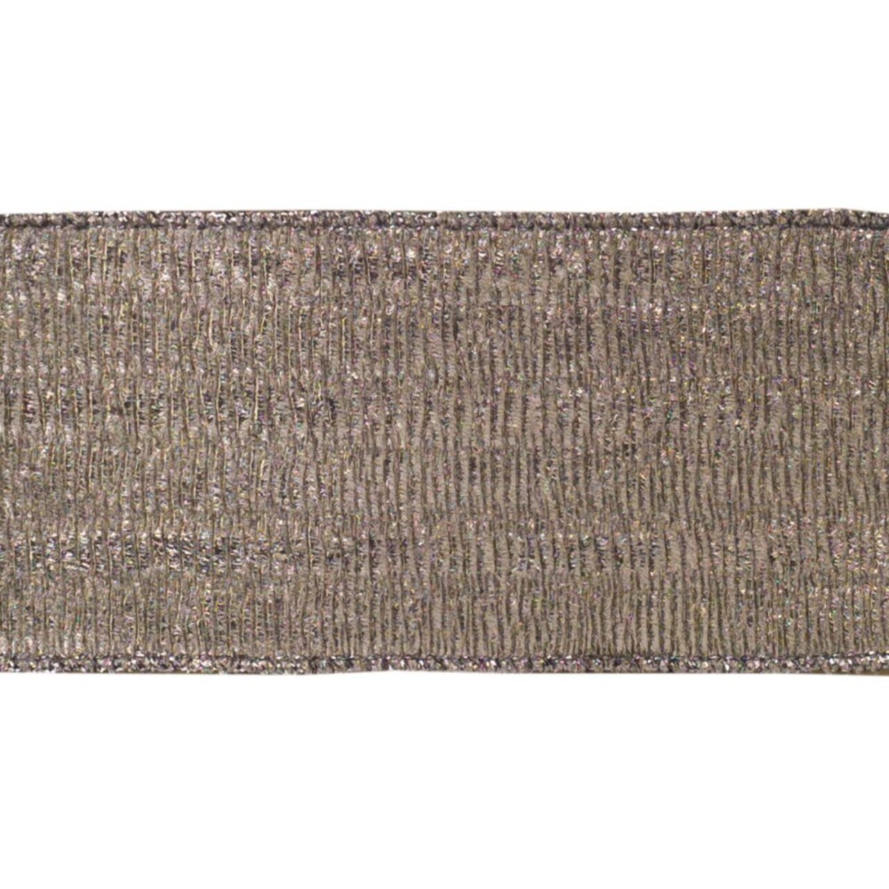 Melrose Wired Rectangular Craft Ribbon - 2.5” x 60 Yards - Brown and Silver